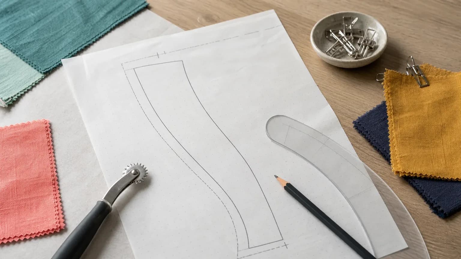 Circle skirt seam allowance guide by pattern edge