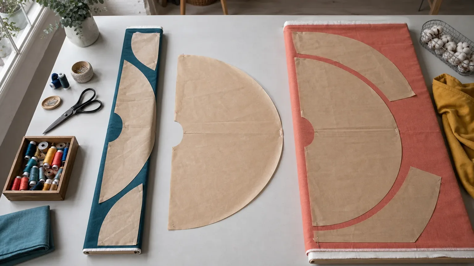 Checking circle skirt pattern pieces against fabric width