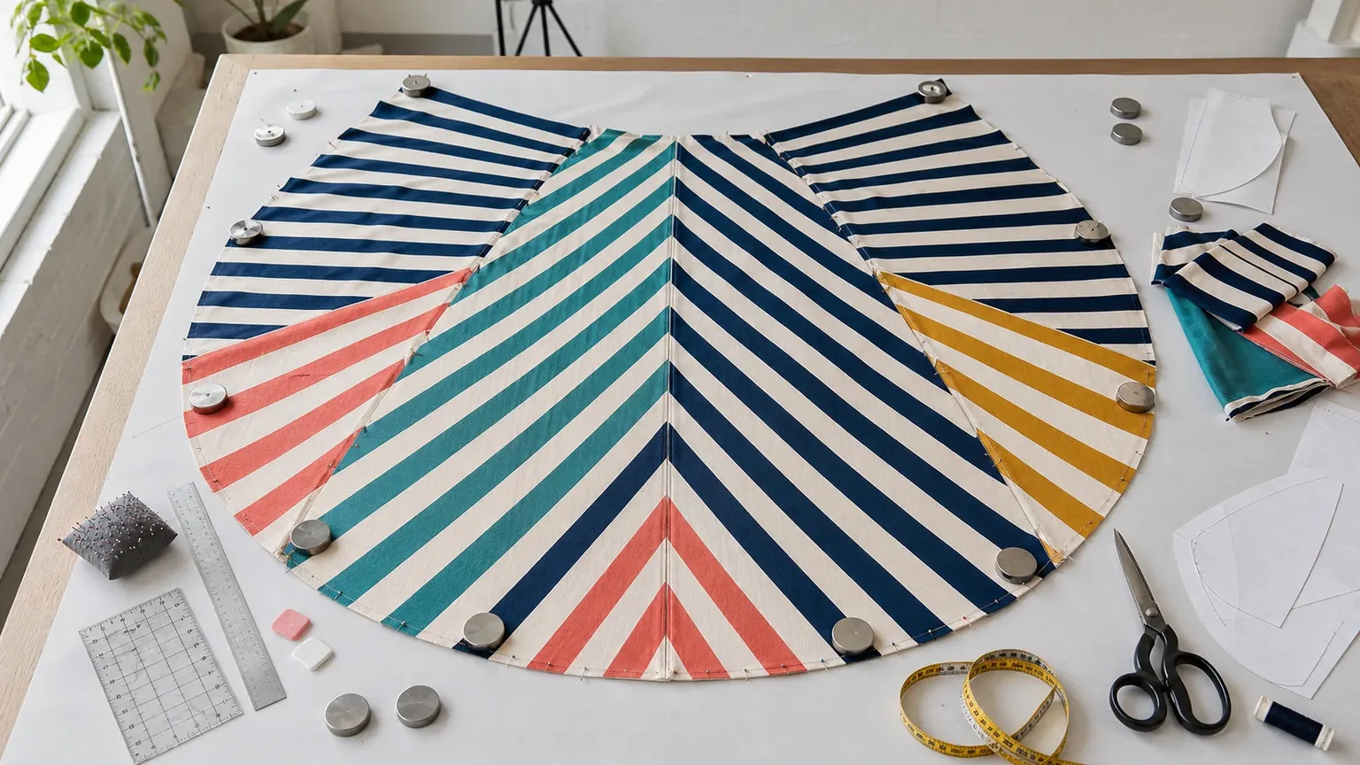 Planning prints and stripes on circle skirts